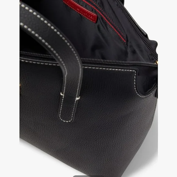 NEW Tommy Hilfiger Women's Gina II Convertible Top Zip Satchel Peb - Bag - Black - Picture 6 of 10